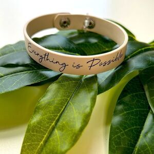 Everything is Possible Cream Leather Bracelet